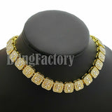 Hip Hop Gold Plated Clown Mask Pendant &  12mm 16" 18" 20" Iced Baguette Choker Chain Necklace