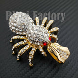 HIP HOP ICED OUT GOLD PLATED LAB DIAMOND RAPPER'S BLING LARGE SPIDER CHARM PENDANT