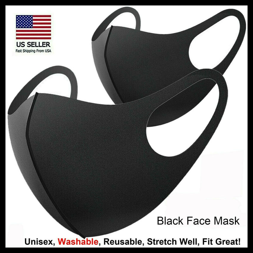 US SELLER 2PC 5PC 10PC Black Face Fashion Mask Washable Reusable Adult MASK