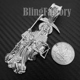 HIP HOP WHITE GOLD PLATED FASHION LAB DIAMOND SAINT DEATH SANTA MUERTE CHARM PENDANT