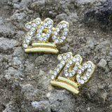 Men's 14K Gold Plated Emoji 100 Lab Diamond Hip Hop Earrings