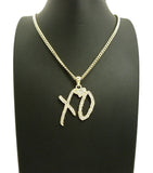 Hip Hop Iced XO Gang Gold plated Pendant & 3mm 24" Stainless Steel Cuban Chain Necklace