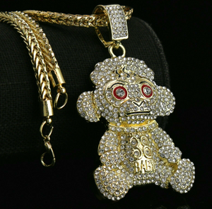 Hip Hop Iced Young BABY 38 NBA Monkey Pendant & 6mm 36