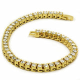 Hip Hop Iced out 14K Gold Plated 1 Row Bracelet & Red Ruby Ring Set