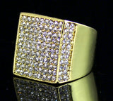 MENS ICED OUT HIP HOP LUXURY RAPPER'S LAB DIAMOND GOLD PLATED PINKY 8 ~ 12 RING