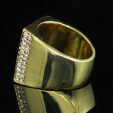 MENS ICED OUT HIP HOP LUXURY RAPPER'S LAB DIAMOND GOLD PLATED PINKY 8 ~ 12 RING