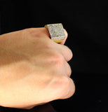 MENS ICED OUT HIP HOP LUXURY RAPPER'S LAB DIAMOND GOLD PLATED PINKY 8 ~ 12 RING