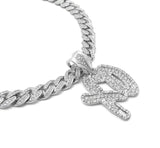 White Gold Plated XO Gang pendant & 16" 18" 20" Iced Box Lock Cuban Choker Chain Hip Hop Necklace