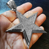 HIP HOP ICED RAPPER STYLE LAB DIAMOND WHITE GOLD PLATED LARGE STAR CHARM PENDANT