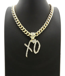 HIP HOP STYLE RAPPER'S GOLD PLATED XO GANG PENDANT & 10mm 18