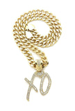 HIP HOP STYLE RAPPER'S GOLD PLATED XO GANG PENDANT & 10mm 18" 20" 24" 30" CUBAN CHAIN NECKLACE