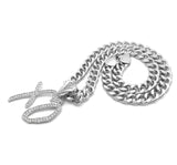 HIP HOP STYLE RAPPER'S WHITE GOLD PLATED XO GANG PENDANT & 10mm 18" 20" 24" 30" CUBAN CHAIN NECKLACE