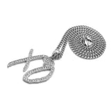 Hip Hop Iced XO Gang White Gold plated Pendant & 3mm 20" Stainless Steel Cuban Chain Necklace