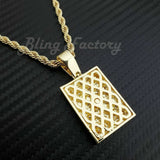 Iced Gold Plated Alloy Poker Playing Card Pendant & 4mm 24" Rope Chain Necklace