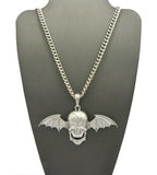 Hip Hop Avenged Sevenfold Skull Wing Pendant & 4mm 18" 20" 24" Cuban Brass Chain Necklace