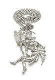 Silver Plated Saint Michael Archangel Pendant & 6mm 30" Cuban Chain Hip Hop Necklace