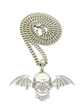 Hip Hop Avenged Sevenfold Skull Wing Pendant & 4mm 18" 20" 24" Cuban Brass Chain Necklace