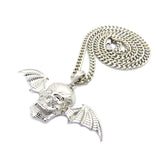 Hip Hop Avenged Sevenfold Skull Wing Pendant & 4mm 18" 20" 24" Cuban Brass Chain Necklace