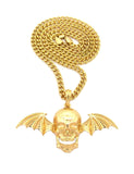 Hip Hop Avenged Sevenfold Skull Wing Pendant & 4mm 18" 20" 24" Cuban Brass Chain Necklace