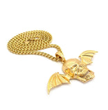 Hip Hop Avenged Sevenfold Skull Wing Pendant & 4mm 18" 20" 24" Cuban Brass Chain Necklace