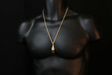 HIP HOP ICED LAB DIAMOND GOLD PT BLING POWER PLUG PENDANT & 24" ROPE CHAIN NECKLACE